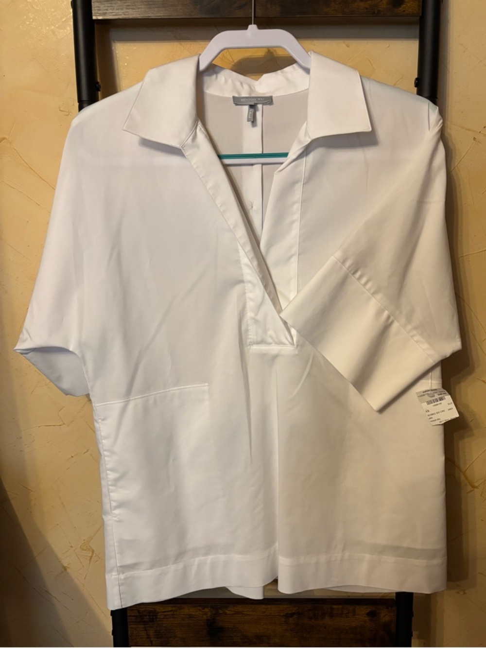 Hinson Wu Size XS White Short-Sleeve Collared Top